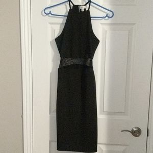 Black midi dress with sheer panelling